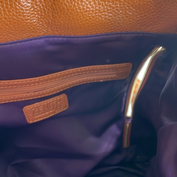 Leather Backpack Drawstring Cognac Zenith Bag - Picture 11 of 12